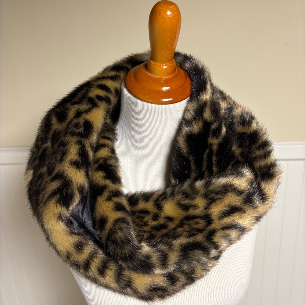 Chico's Leopard Print Faux Fur Infinity Scarf
